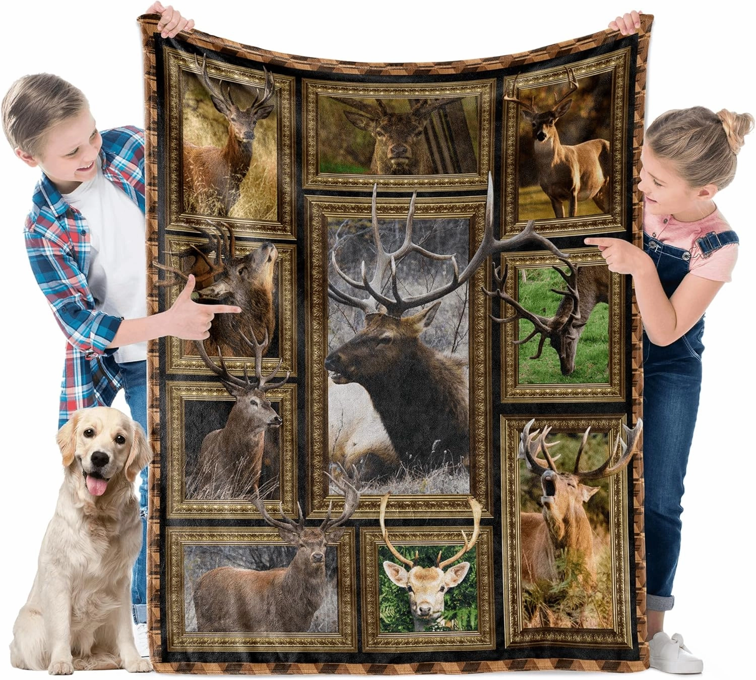 Deer Blanket for Kids Soft Throw Blanket for Couch Bed Sofa Living Room, Cozy Fleece Blankets and Throws Warm Flannel Travel Blanket for Boys Girls, Deer Baby Blanket, 40" x 50"
