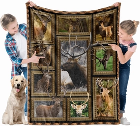 Deer Blanket for Kids Soft Throw Blanket for Couch Bed Sofa Living Room, Cozy Fleece Blankets and Throws Warm Flannel Travel Blanket for Boys Girls, Deer Baby Blanket, 40" x 50"