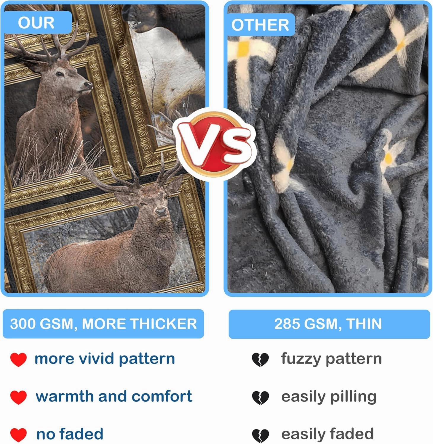 Deer Blanket for Kids Soft Throw Blanket for Couch Bed Sofa Living Room, Cozy Fleece Blankets and Throws Warm Flannel Travel Blanket for Boys Girls, Deer Baby Blanket, 40" x 50"