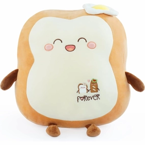 DENTRUN Smile Poached Egg Toast Plush Bread Pillow Big Hug Chubby Sleeping Bread Fluffy Soft Toast Bread Sofa Cushion Stuffed Animal Doll Toys for Kids Adults Gifts Home Bed Cute Room Decor