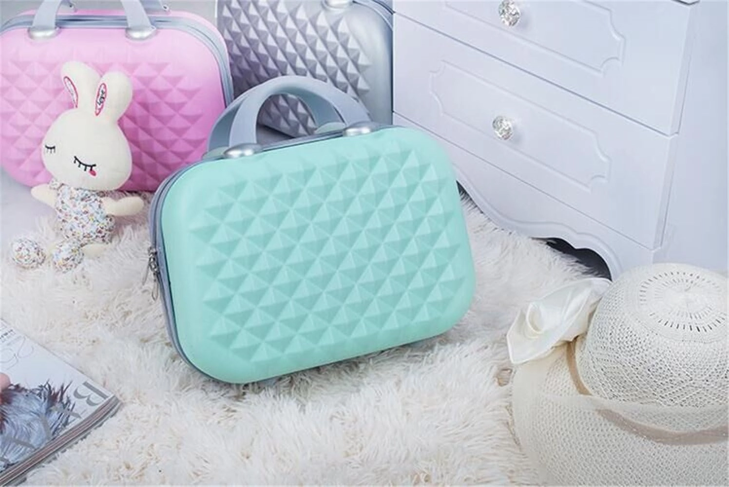Diamond Surface Typ ABS Polychrome Mini Travel Luggage for Princess Girls Or Women Lady