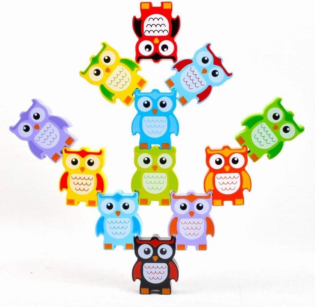 Discovery Toys Stacking Owls Wood Balancing Acrobat Set | Kid-Powered Learning | STEM Toy Early Childhood Development 3 Years and Up