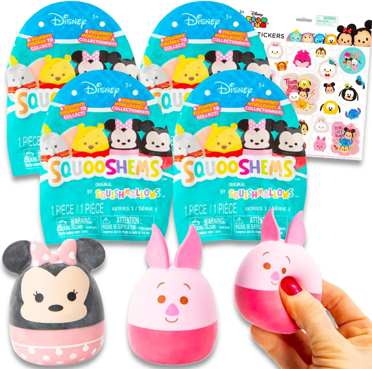 Disney Squooshems Blind Bag Set - Bundle with 3 Mini Squishmallows Squishy Toys Plus Stickers for Kids, Boys, Girls | Mystery Squishmallow Goodie Bags