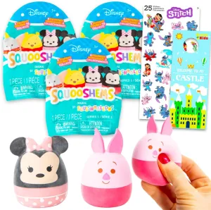 Disney Squooshems Mystery Blind Bags Set - Bundle with 3 Disney Mini Squishmallows Squishy Toys Plus Stickers & Door Hanger for Kids, Boys, Girls | Disney Squishmallow Goodie Bags