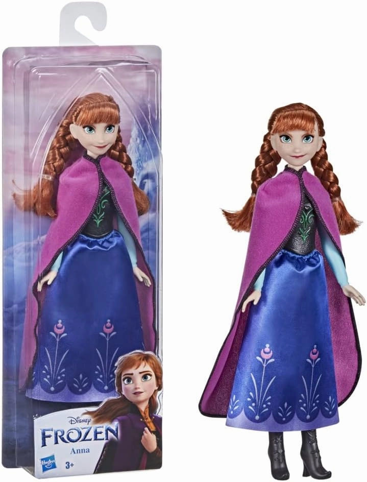 Disney Frozen Shimmer Anna Fashion Doll, Skirt, Shoes, and Long Red Hair, Toy for Kids 3 Years Old and Up