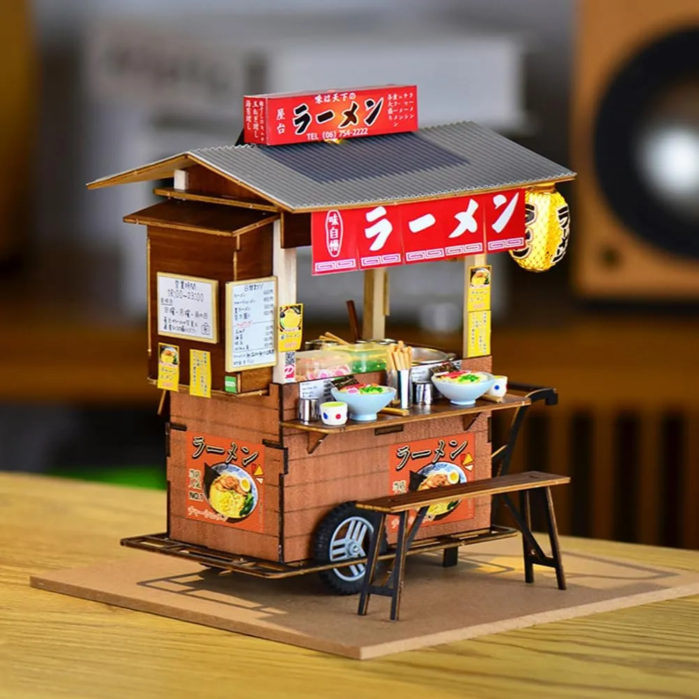 DIY Miniature Dollhouse Kit,Japanese Shop Wooden Dollhouse,Tiny House kit with Furniture Building Model Puzzle Toy for Creative Gifts (Japanese Lamian Noodles Shop)