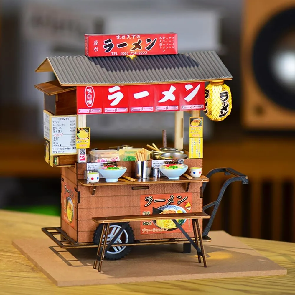 DIY Miniature Dollhouse Kit,Japanese Shop Wooden Dollhouse,Tiny House kit with Furniture Building Model Puzzle Toy for Creative Gifts (Japanese Lamian Noodles Shop)