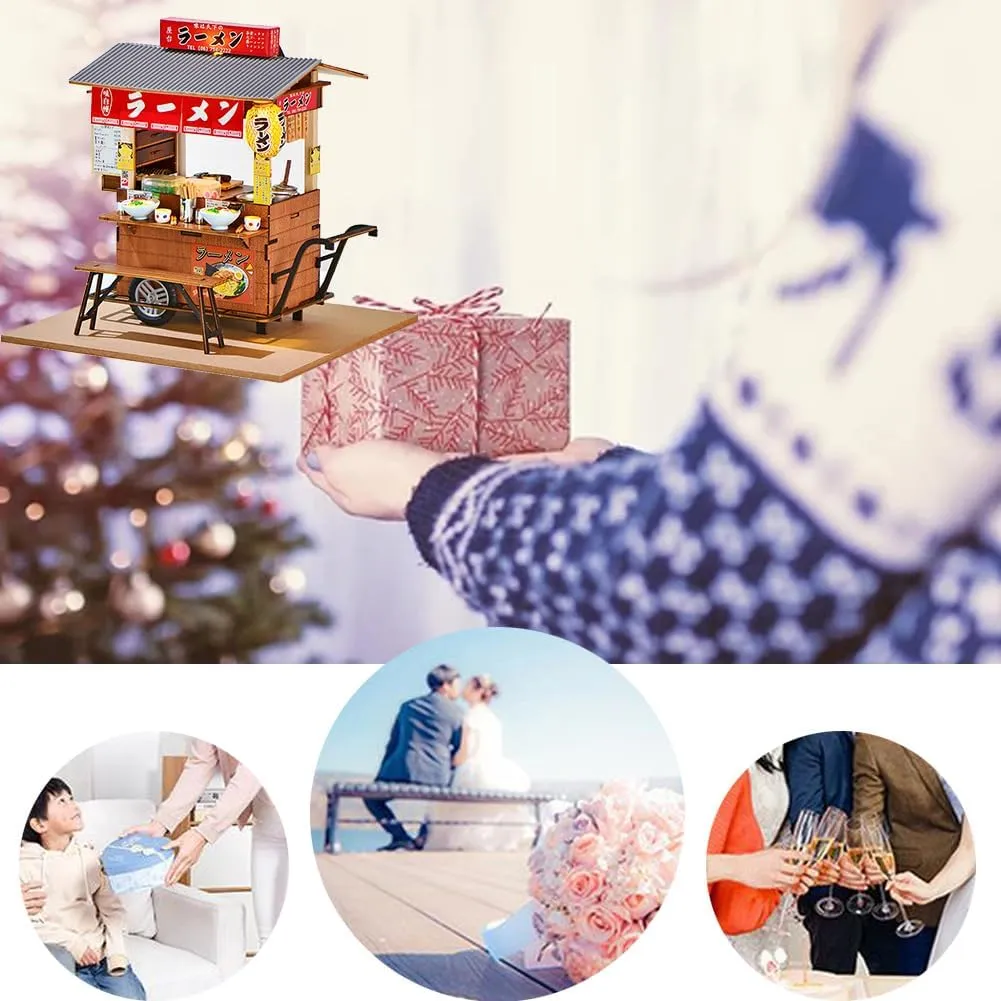 DIY Miniature Dollhouse Kit,Japanese Shop Wooden Dollhouse,Tiny House kit with Furniture Building Model Puzzle Toy for Creative Gifts (Japanese Lamian Noodles Shop)