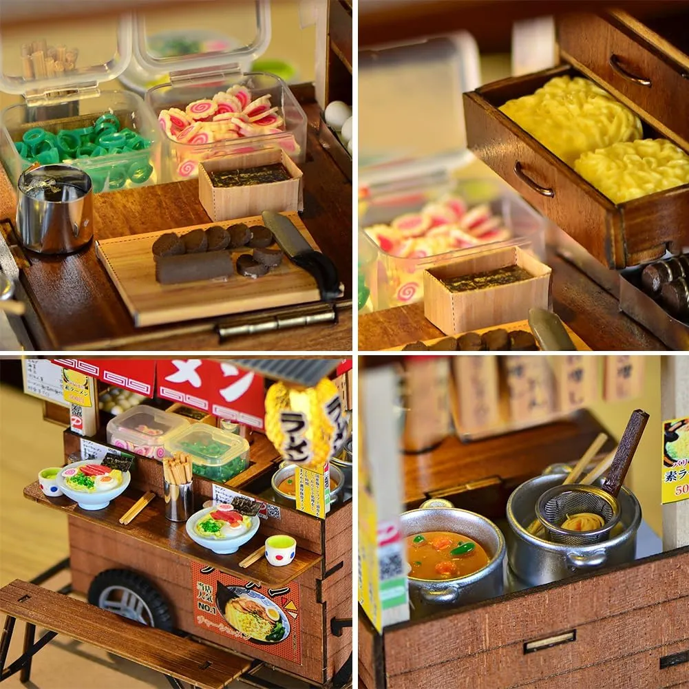 DIY Miniature Dollhouse Kit,Japanese Shop Wooden Dollhouse,Tiny House kit with Furniture Building Model Puzzle Toy for Creative Gifts (Japanese Lamian Noodles Shop)