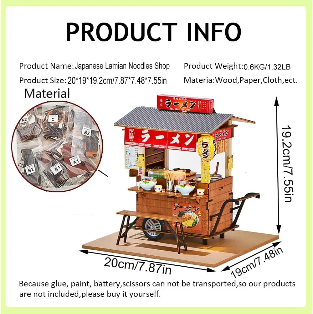 DIY Miniature Dollhouse Kit,Japanese Shop Wooden Dollhouse,Tiny House kit with Furniture Building Model Puzzle Toy for Creative Gifts (Japanese Lamian Noodles Shop)