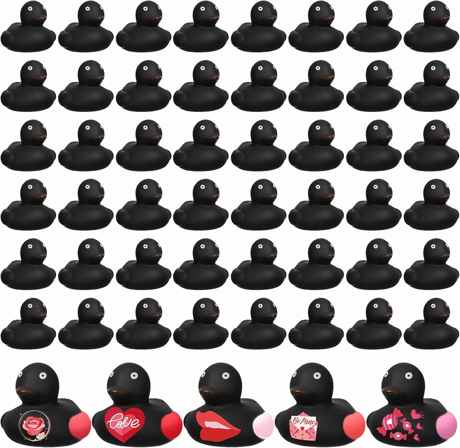 DIY Rubber Duck Black Blank Rubber Ducks Preschool Bath Toys Small Bath Ducks for Kids Bathtub Floating Squeaky Duckies for Baby Toddlers Infants Tub Party Favors Gifts Pool(72 Pcs)