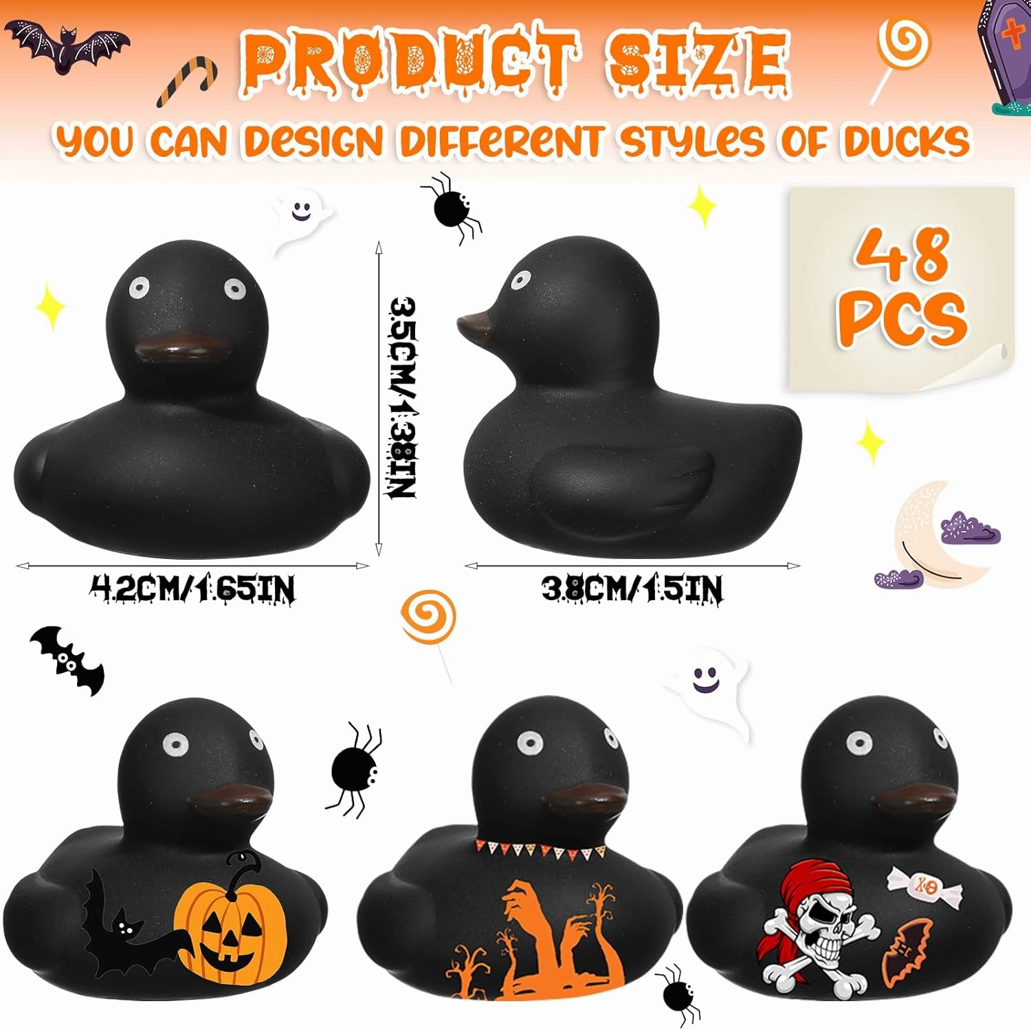 DIY Rubber Duck Black Blank Rubber Ducks Preschool Bath Toys Small Bath Ducks for Kids Bathtub Floating Squeaky Duckies for Baby Toddlers Infants Tub Party Favors Gifts Pool(72 Pcs)