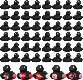 DIY Rubber Duck Black Blank Rubber Ducks Preschool Bath Toys Small Bath Ducks for Kids Bathtub Floating Squeaky Duckies for Baby Toddlers Infants Tub Party Favors Gifts Pool(72 Pcs)