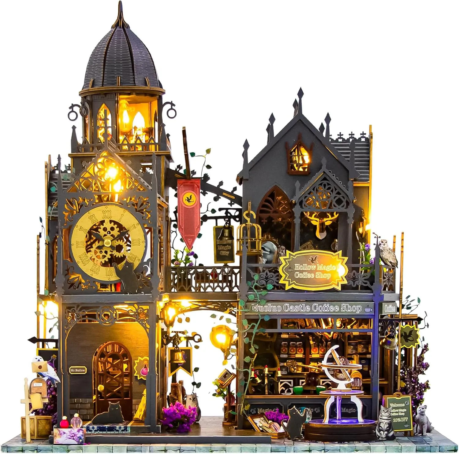 DlY Miniature Dollhouse kit, Dollhouse Kit, Miniature House Kit with Music Box, Original House Kit, Magic Bookstore, for Adults and Teens for Family and Friends. （L2401）