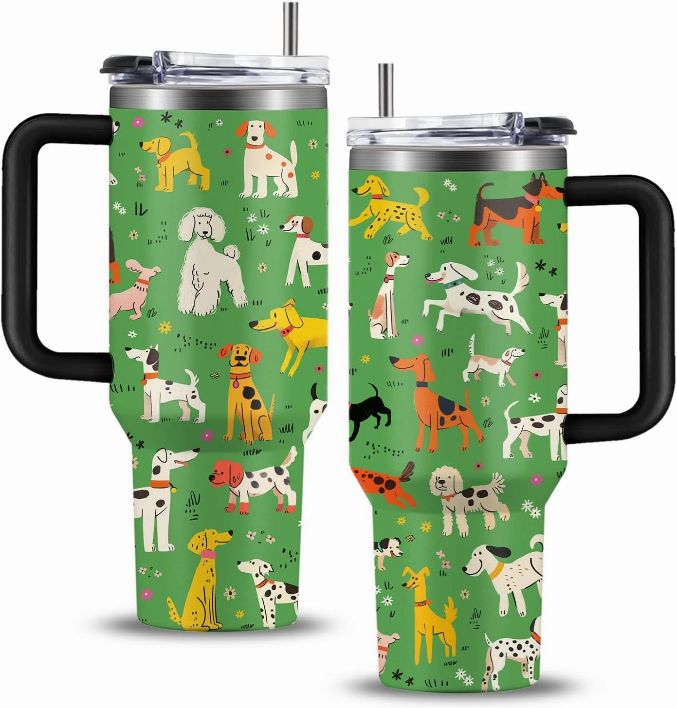 Dog Park 40oz Tumbler with Handle and Straw | Stainless Steel Insulated Double Wall Vacuum Coffee Cup Keeps Drinks Cold & Hot | Leisure Animal Gift for Dog Mom Women Girls on Birthday Christmas