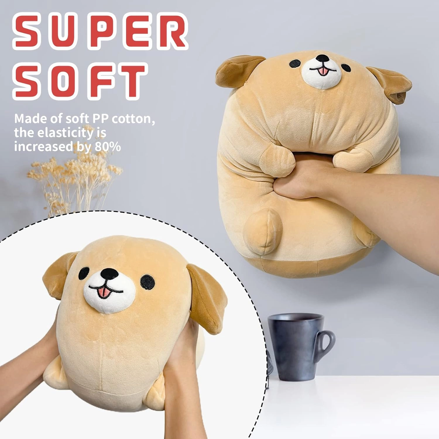 Dog Plush Pillow, 15Inch Cute Big Dogs Stuffed Animal Toys, Soft Giant Sleeping Pillows, Dog Plushies Doll Toy Gift for Kids Girlfriend