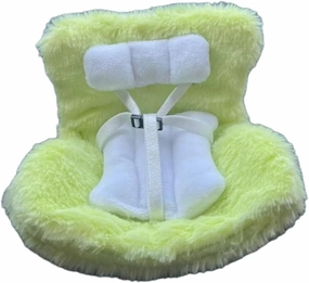 Doll Car Seat for 17cm Dolls with Air Vent Clip and Desktop Stand, Cute and Functional Car Ornament for Blind Box Doll Fans, Collectors(Neon Green)