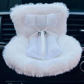 Doll Car Seat for 17cm Dolls with Air Vent Clip and Desktop Stand, Cute and Functional Car Ornament for Doll Fans, Collectors, Doll Accessories (White)