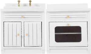 Dollhouse Kitchen Sink, Miniature Dolls House Cabinet Kitchen Furniture Prop for 1:12 Scale Miniature