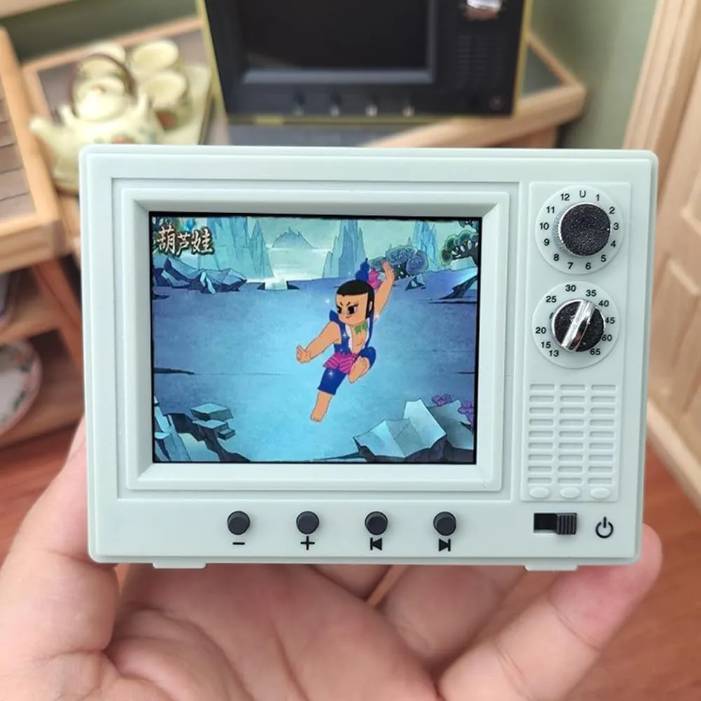 Dollhouse Miniature Furniture 1:12 Doll House Miniature TV Television for Dollhouse Dolls Furniture, Support AMV AVI