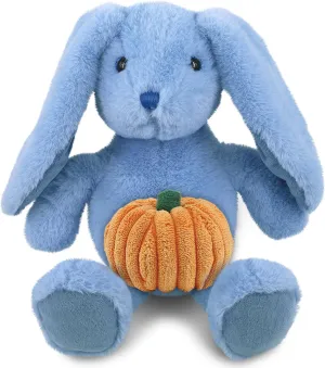 DolliBu Super Soft Baby Blue Rabbit Stuffed Animal with Pumpkin Plush Decor - Rabbit Pumpkin Plush Animal for Fall, Halloween and Thanksgiving, Pumpkin Plush Toy for Baby, Kids, Adults - 8 Inches