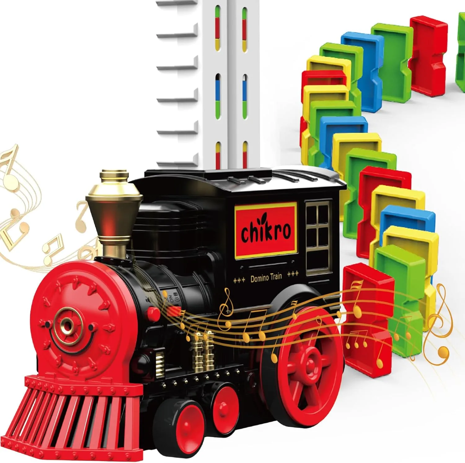 Domino Train Toys Games for Kids - Automated Dominoes-Placing Model Train with 120PCS Blocks Learning Patience & Logic Through Play for Toddlers Age 3-4 Montessori Toys for 3-4 Year Old boy