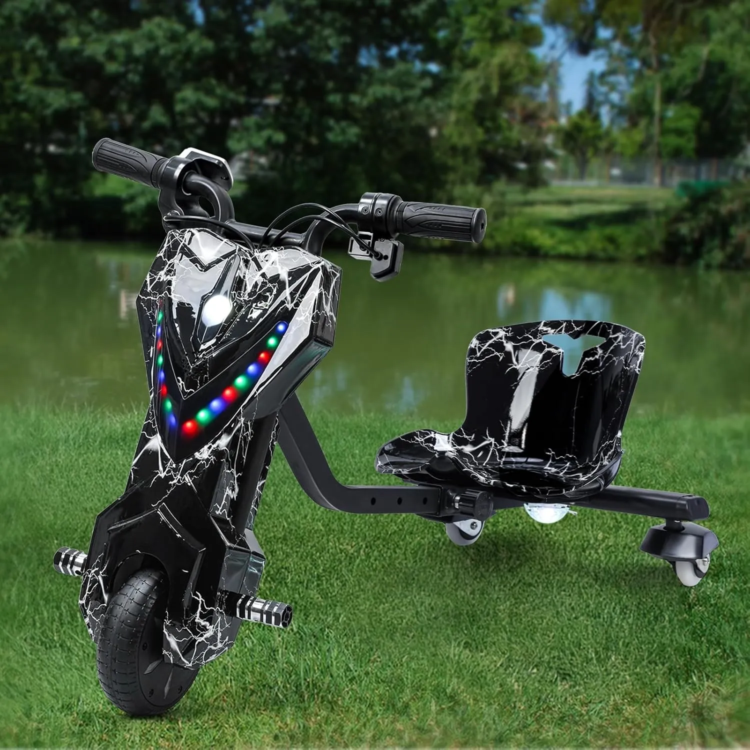 Drift Trike,Electric Tricycle for Kids,Ride-On Kids Tricycle with Adjustable Seat,Big Wheel Drifting Tricycle for Ages Adjustable Seat,Kid Ride on Tricycles for Boys Girls,Fast Arrival Black