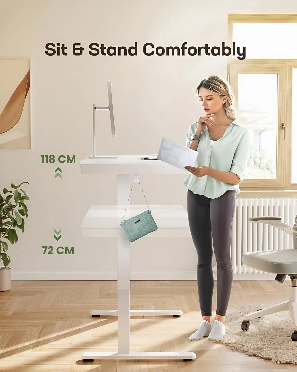 Drogo Artikel Advanced Pro Electric Height Adjustable Table DIY with 3 Year Warranty | Sit Stand Computer Desk 120 X 60 Cm - White