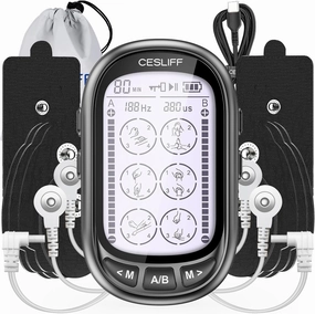 Dual Channel TENS EMS Unit 24 Modes 36 Levels, Upgraded Large Screen Intensity Muscle Stimulator for Back Neck Shoulder Pain Relief, Rechargeable Electric Pulse Massager TENS Machine with 10 Pads