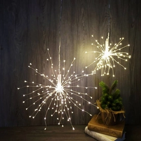 Dual Power 120/200 LED Firework Hanging Light in Silver Wire (ø300mm or ø500mm) Lexi Lighting - LL001303, LL001304