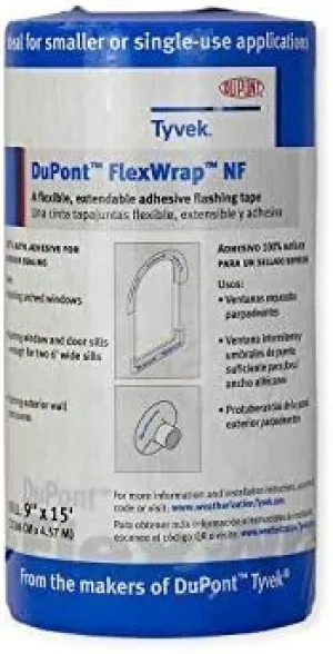 DuPont FlexWrap NF Self Adhered Butyl Flashing Tape 9" x 15' Roll