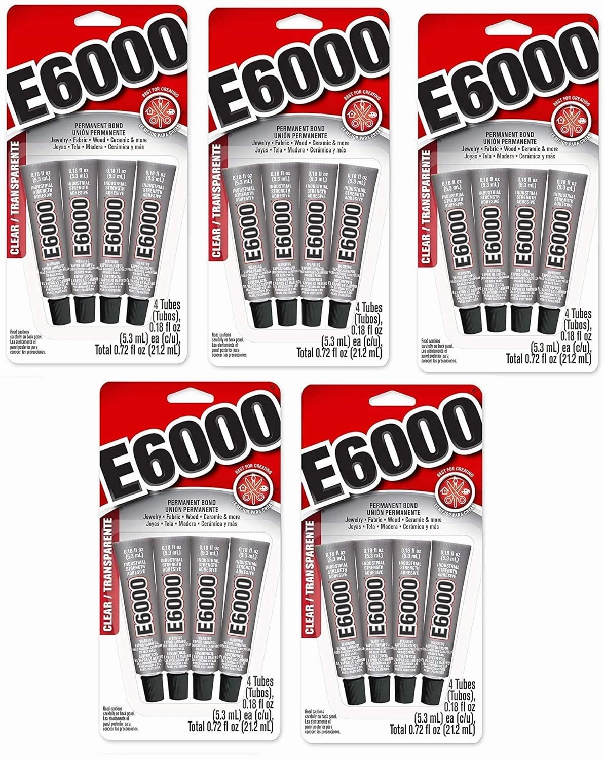 E6000 5510310 Craft Adhesive Mini, 5 Pack