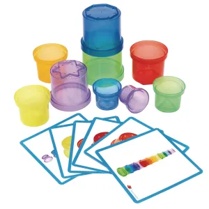 Early STEM Toddler Stacking and Nesting Toy Translucent Cups, Colorful Stacking and Building Toy for Toddlers (Item # RNBWCUPS)