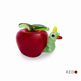 EAT the worm in apple Collectible Miniature Glass Figurine in Tynies Collector's Frame
