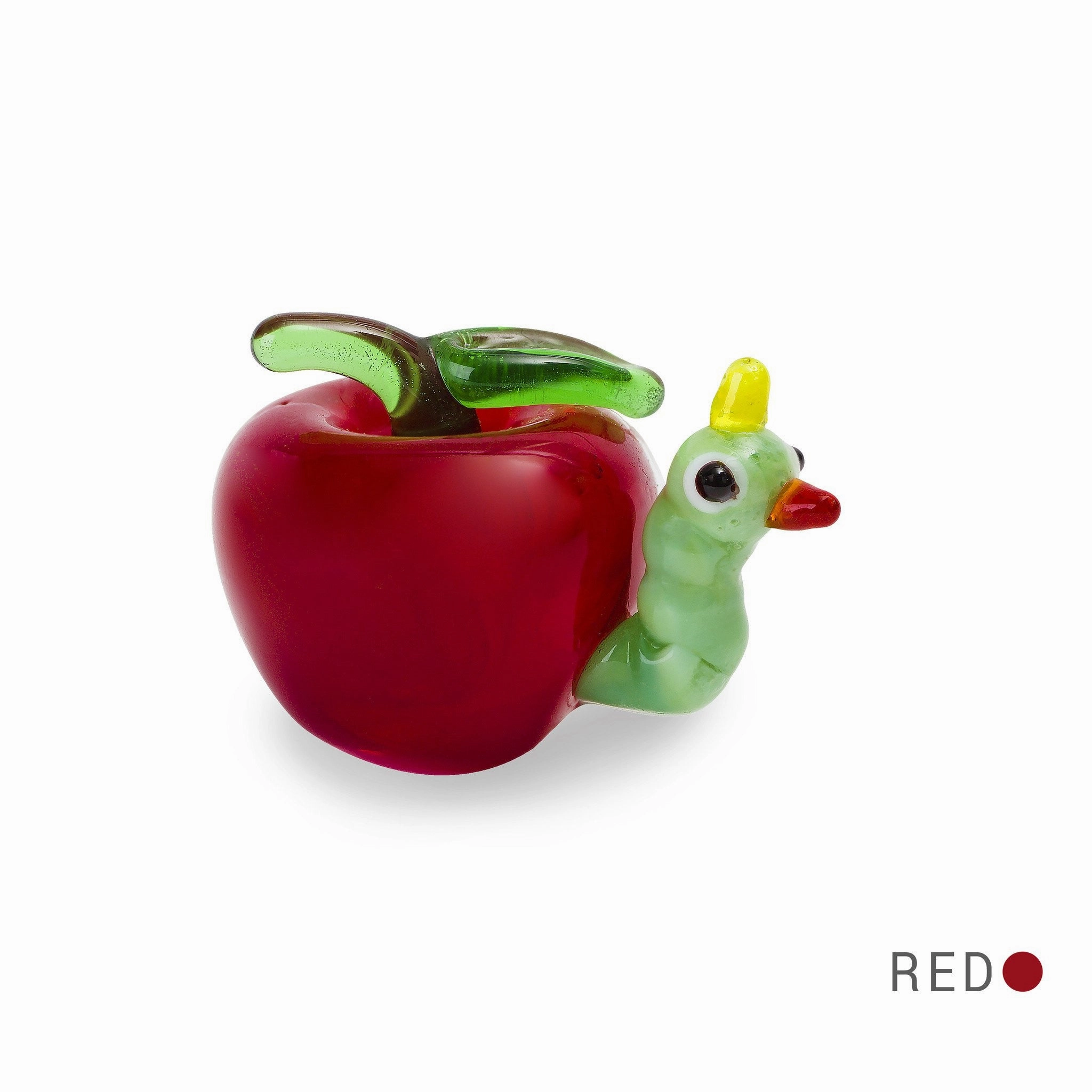 EAT the worm in apple Collectible Miniature Glass Figurine in Tynies Collector's Frame