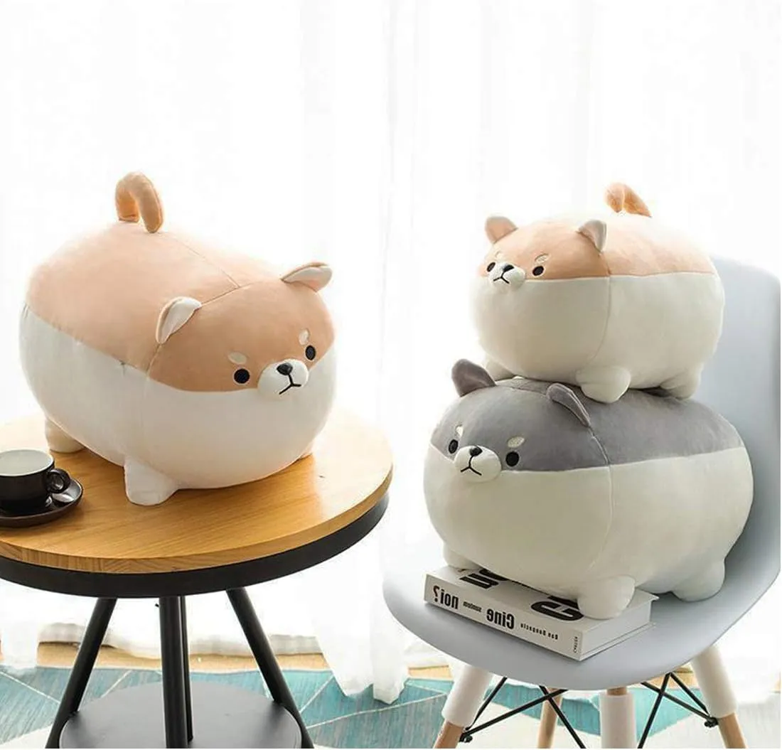 EHOTONG Shiba Inu Dog Plush Pillow, Corgi Stuffed Animal Plush Toy Hug Pillow Gifts for Girl Boy (Brown, 15.7in)
