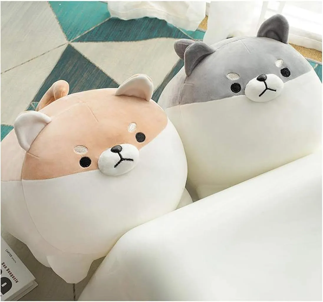 EHOTONG Shiba Inu Dog Plush Pillow, Corgi Stuffed Animal Plush Toy Hug Pillow Gifts for Girl Boy (Brown, 15.7in)