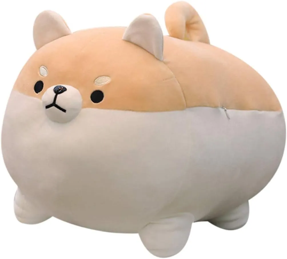 EHOTONG Shiba Inu Dog Plush Pillow, Corgi Stuffed Animal Plush Toy Hug Pillow Gifts for Girl Boy (Brown, 15.7in)