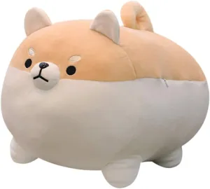 EHOTONG Shiba Inu Dog Plush Pillow, Corgi Stuffed Animal Plush Toy Hug Pillow Gifts for Girl Boy (Brown, 15.7in)