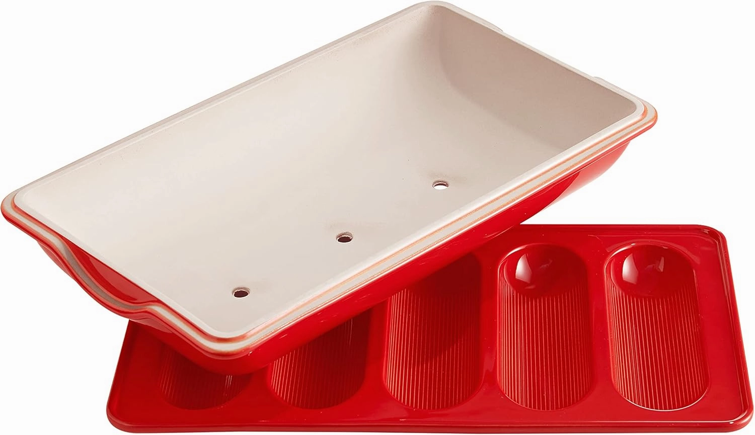 Emile Henry Mini Baguettes Baker, 5 loaves, Burgundy