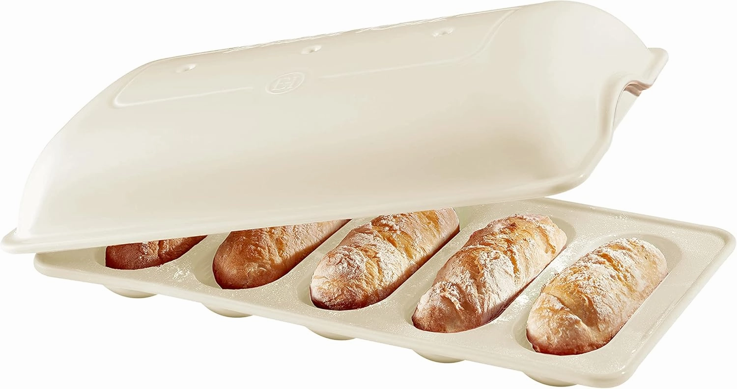 Emile Henry Mini Baguettes Baker, 5 loaves, Linen