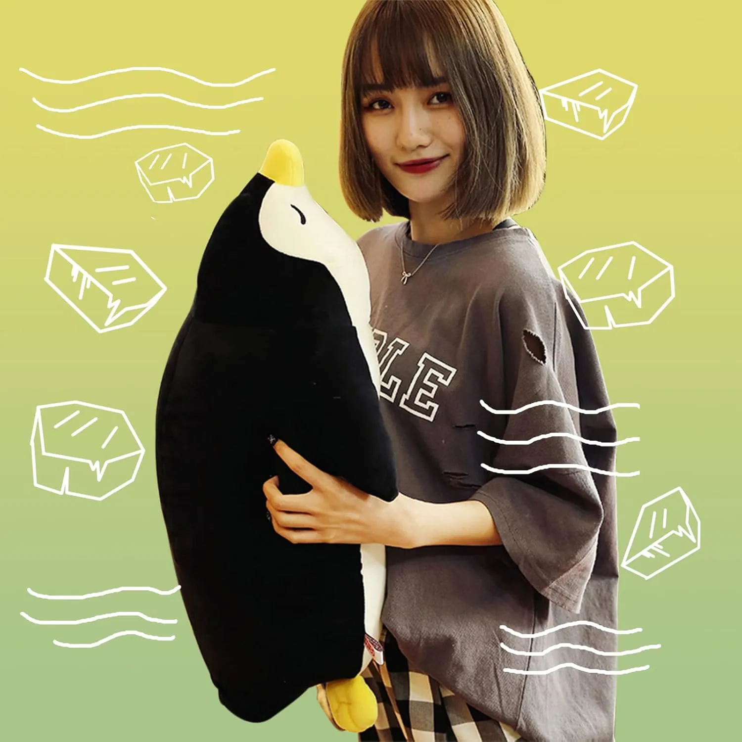 Emperor Penguin Plush - Cute Stuffed Animal, Big (19.6 inch), Hugging Pillow & Throw Pillow Gift for Kids or Lovers