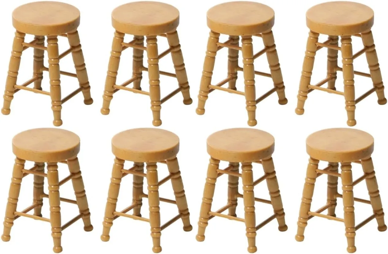 ERINGOGO 8 Pcs Dollhouse Stool Dollhouse Chairs 1 12 Miniature Round Stool Dollhouse Round Stool Doll Bar Counter Chair Dollhouse Ornament Photo Prop Kids Wooden High Stool Furniture Child