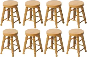 ERINGOGO 8 Pcs Dollhouse Stool Dollhouse Chairs 1 12 Miniature Round Stool Dollhouse Round Stool Doll Bar Counter Chair Dollhouse Ornament Photo Prop Kids Wooden High Stool Furniture Child