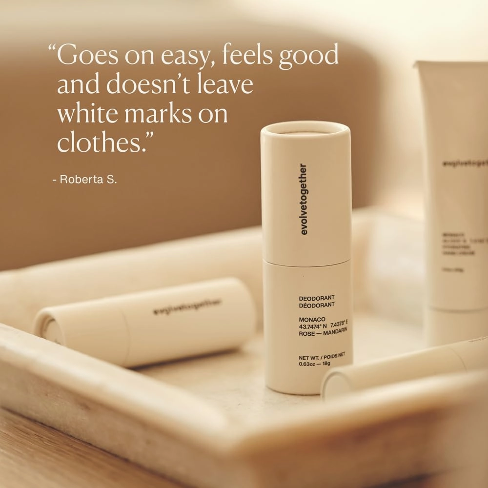 evolvetogether Plant-Powered Natural Luxury Deodorant for Women & Men | Neutralizes Odors, Soothes Skin | Body Heat Activated Fragrance | Vegan, Cruelty-Free | Made in USA (Discovery)