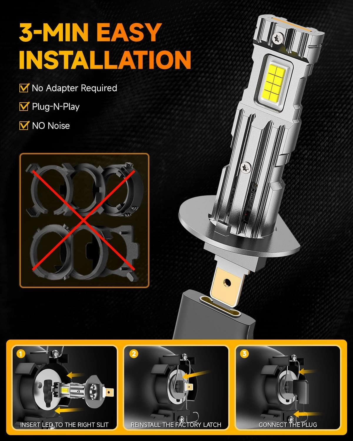 FAHREN 2024 Upgraded H1 Bulb, 1:1 Mini Size H1 Fog Light Bulbs, Plug and Play No Adapter Required Non-Polarity, Super Bright 6500K, IP68 Waterproof Pack of 2
