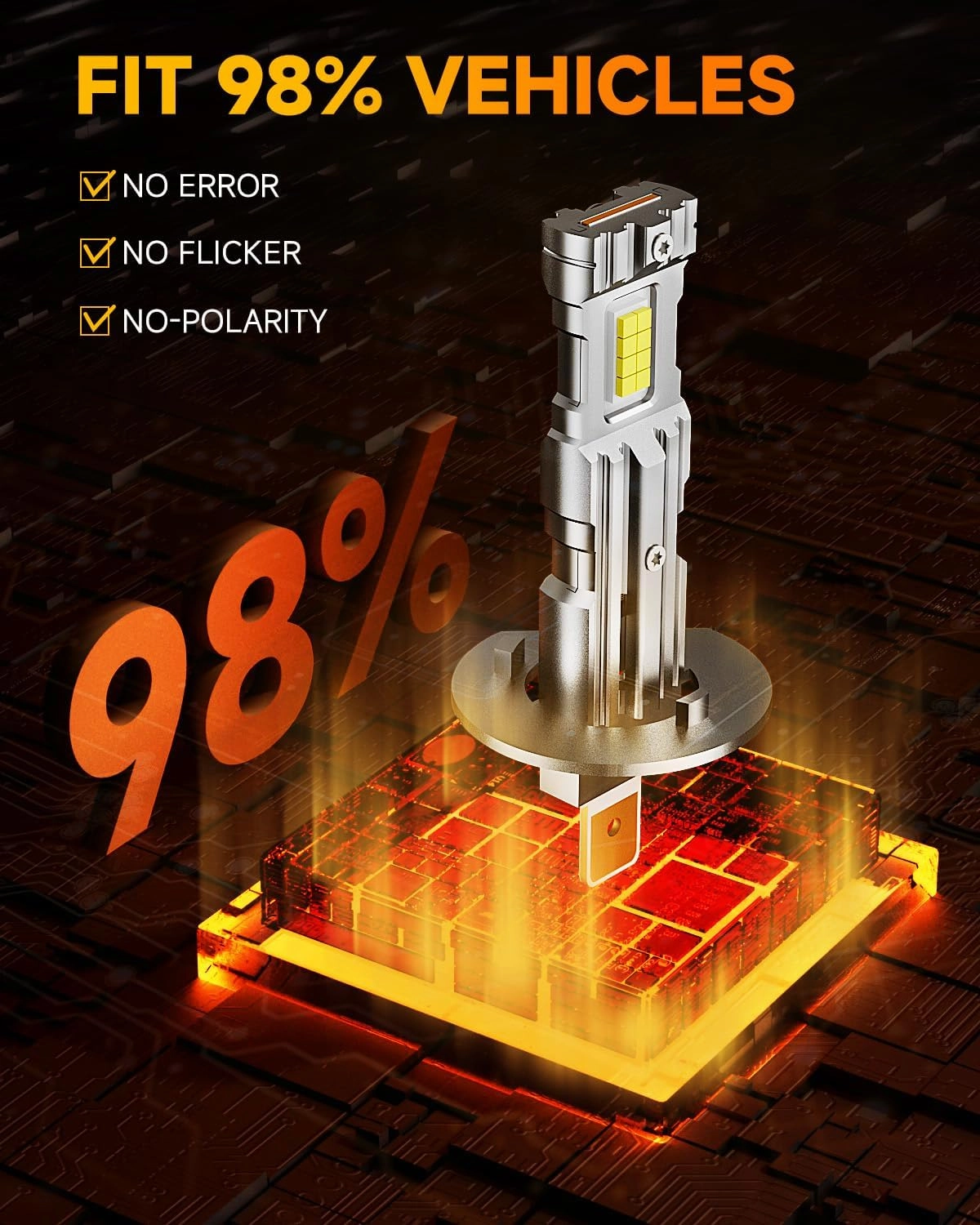 FAHREN 2024 Upgraded H1 Bulb, 1:1 Mini Size H1 Fog Light Bulbs, Plug and Play No Adapter Required Non-Polarity, Super Bright 6500K, IP68 Waterproof Pack of 2