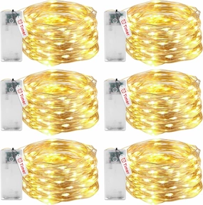 Fairy Lights, 6 Pack 3m 30LED Fairy Lights Battery Operated Timing- new but open scruffy packaging