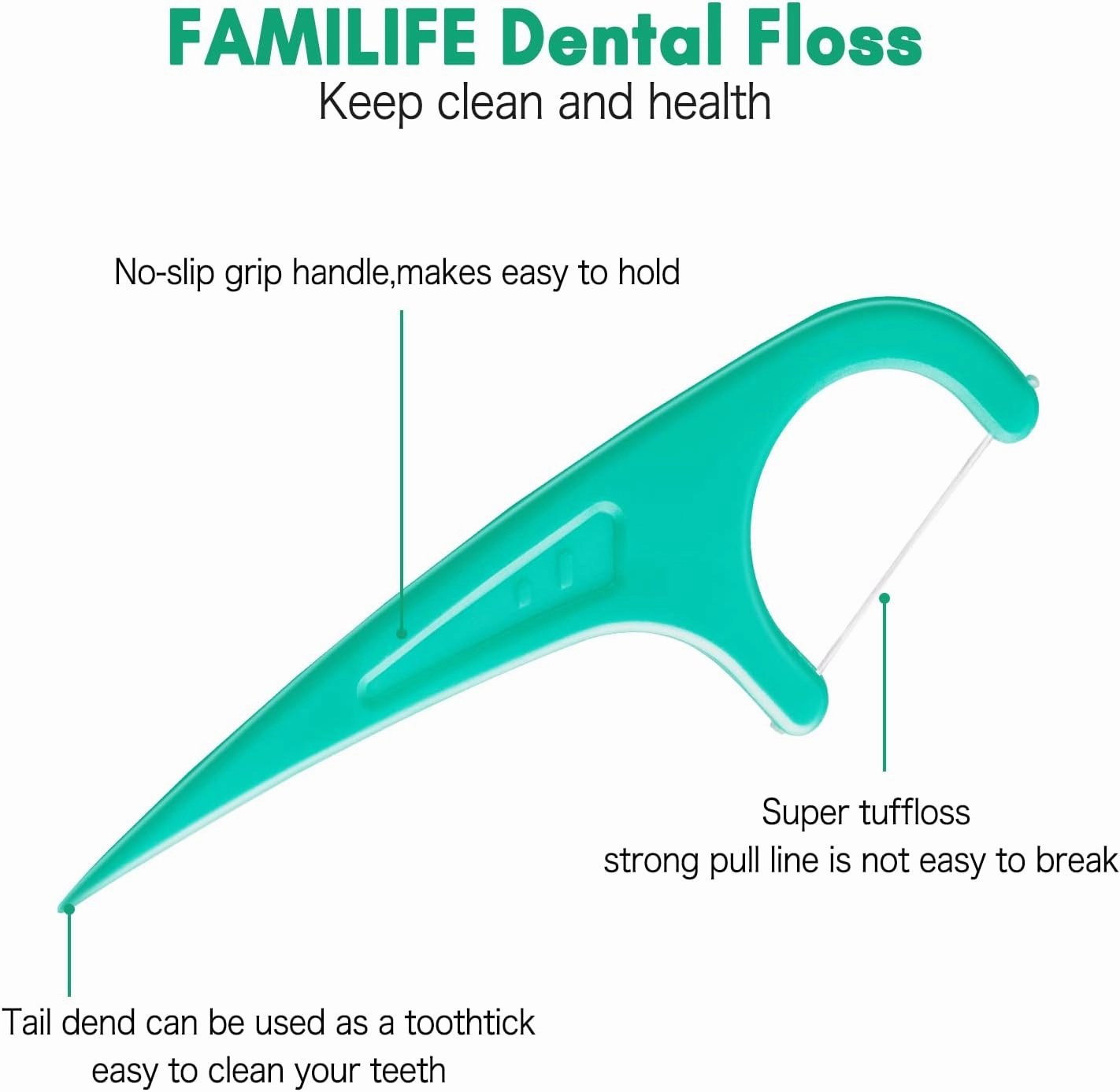 FAMILIFE Floss Picks, 240 Count Mint Dental Floss Cleaner, Tooth Picks Flossers with 4 Travel Handy Cases, Helps to Fight Tooth Decay and Keep Your Teeth Clean, Flossing Sticks for Family