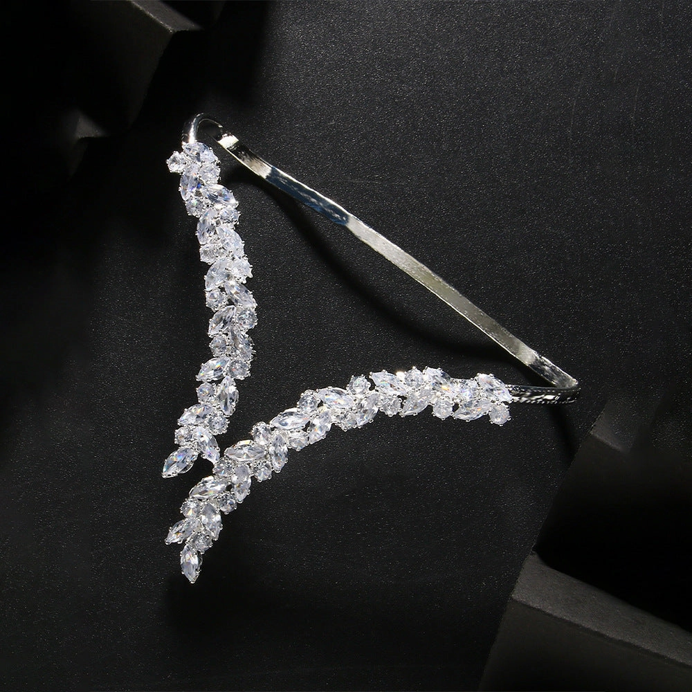 Fashion creative leaf zircon open silver rings jltr0506